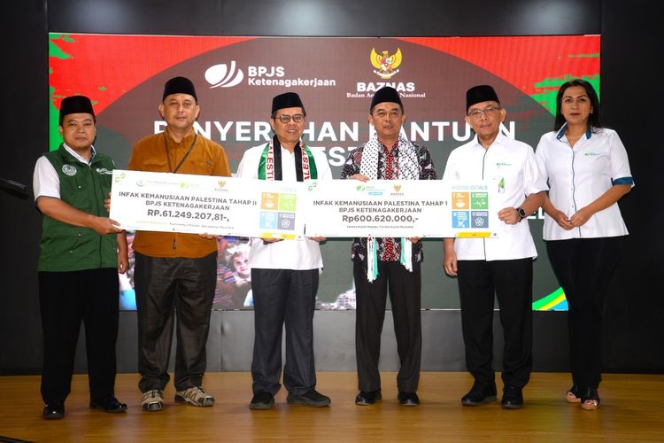 Badan Penyelenggara Jaminan Sosial (BPJS) Ketenagakerjaan bekerja sama dengan Badan Amil Zakat Nasional (Baznas) Republik Indonesia kembali menyerahkan bantuan kemanusian untuk Palestina.