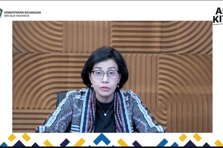 Finance Minister Sri Mulyani Indrawati speaks during an online press conference on Tuesday, January 3, 2023. 
