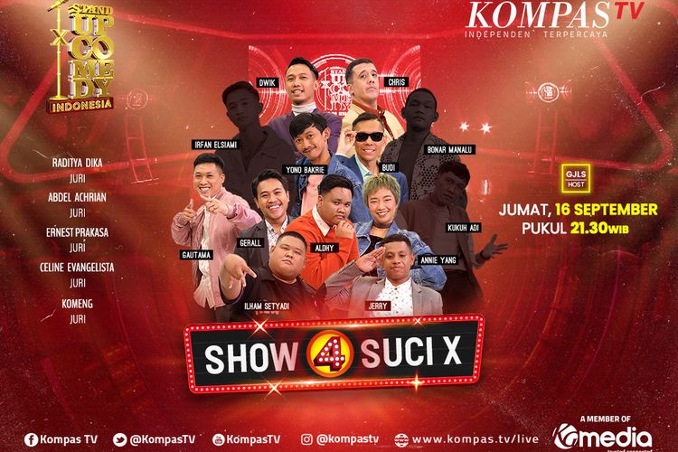 Babak Show 4 Stand Up Comedy Indonesia (SUCI) X ditayangkan pada Jumat (16/9/2022).