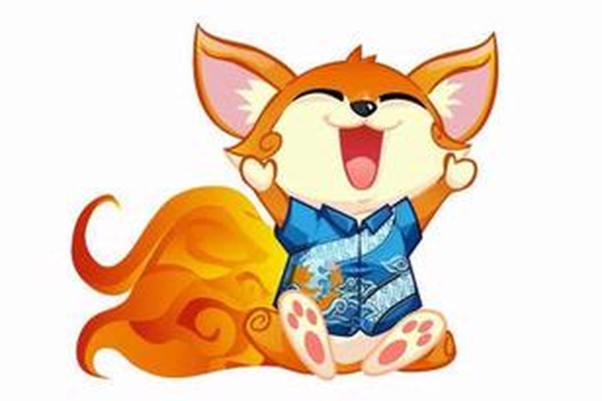 Maskot Komunitas Mozilla Indonesia, Kumi, menggunakan batik di Hari batik, 2 Oktober 2011.