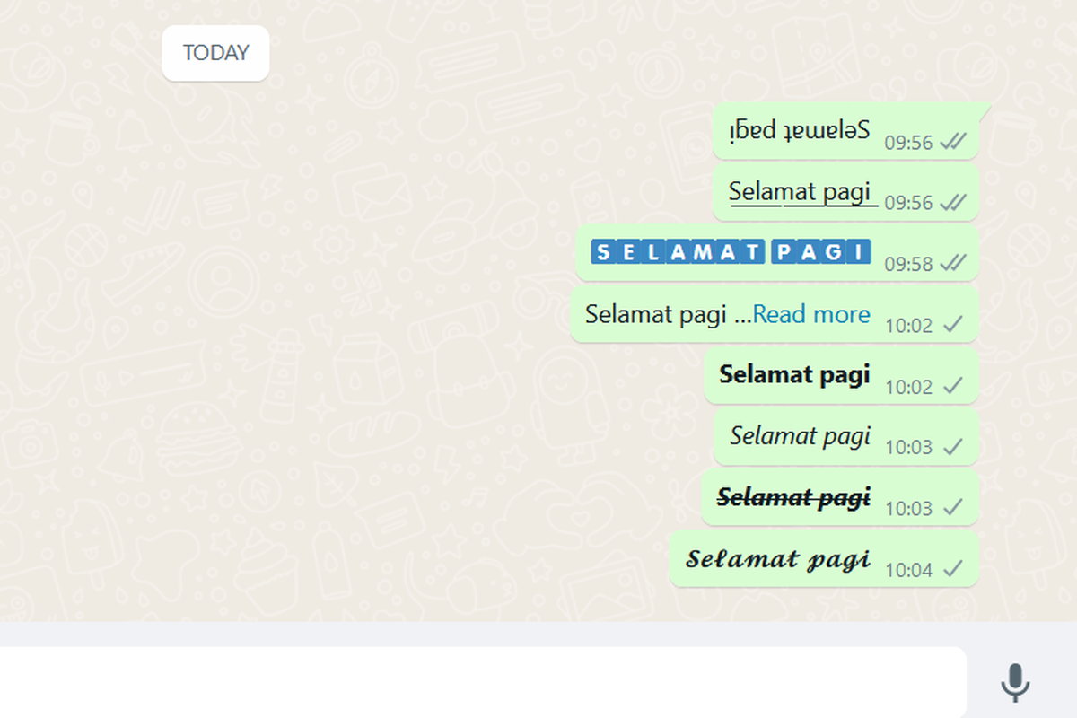 Cara membuat tulisan unik di WhatsApp.