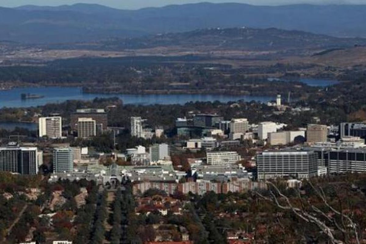 Pemandangan pusat kota Canberra, Australia.