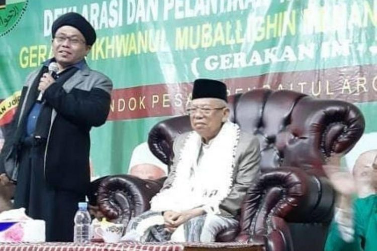 Calon Wakil Presiden nomor urut 01 Maruf Amin saat menghadiri acara Deklarasi Gerakan IM Untuk Memenangkan Jokowi-Ma?ruf Amin (IM-Jamin), di Wisma Ciawi, Bogor, Jawa Barat, Kamis (7/3/2019).  
