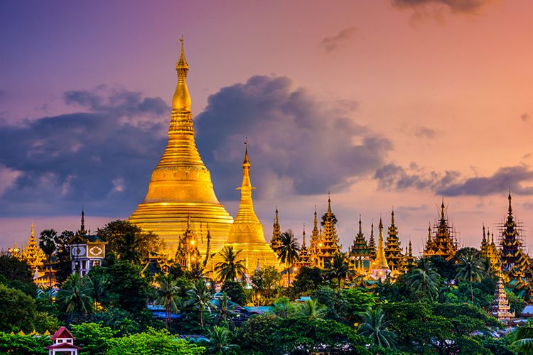 Pagoda Shwedagon di Negara Myanmar.