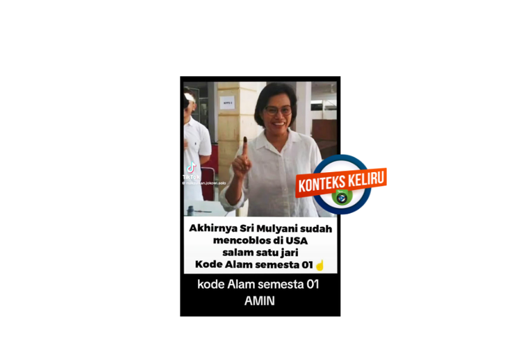 Konteks keliru, foto lama Sri Mulyani usai memberikan suara pada Pemilu 2019