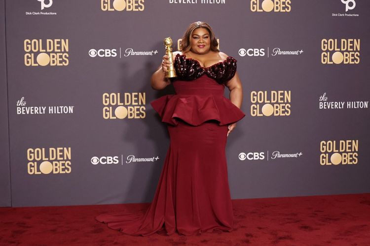 Da'Vine Joy Randolph saat menghadiri penghargaan Annual Golden Globe Awards ke-81 di The Beverly Hilton, California, Amerika Serikat, pada Minggu (7/1/2024).