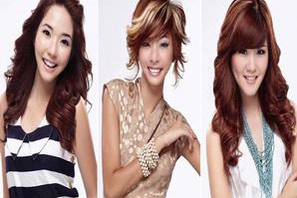 Tiga pilihan warna K-Pop Color dari Johnny Andrean, (kiri-kanan) Light Mahogany, Goldy Choco, Ash Brown.