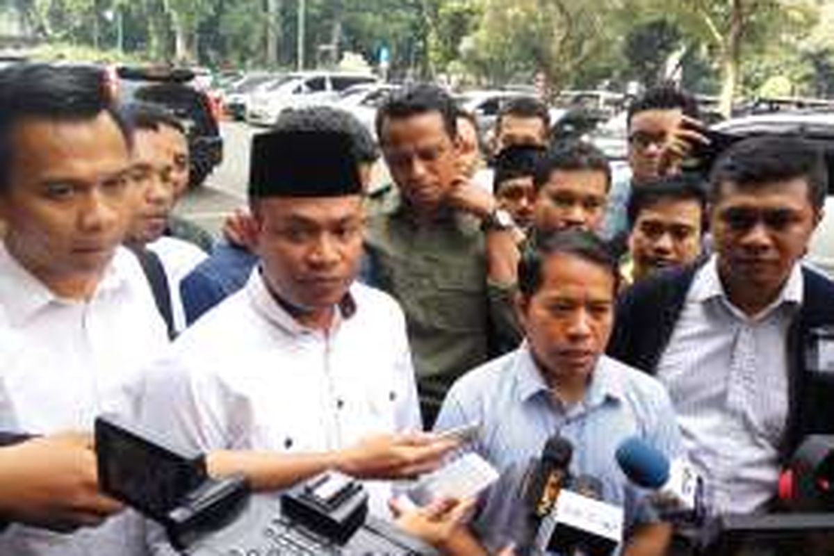 Ketua Umum Pengurus Besar Himpunan Mahasiswa Islam (HMI), Mulyadi P Tamsir saat di Mapolda Metro Jaya Kamis (10/11/2016).