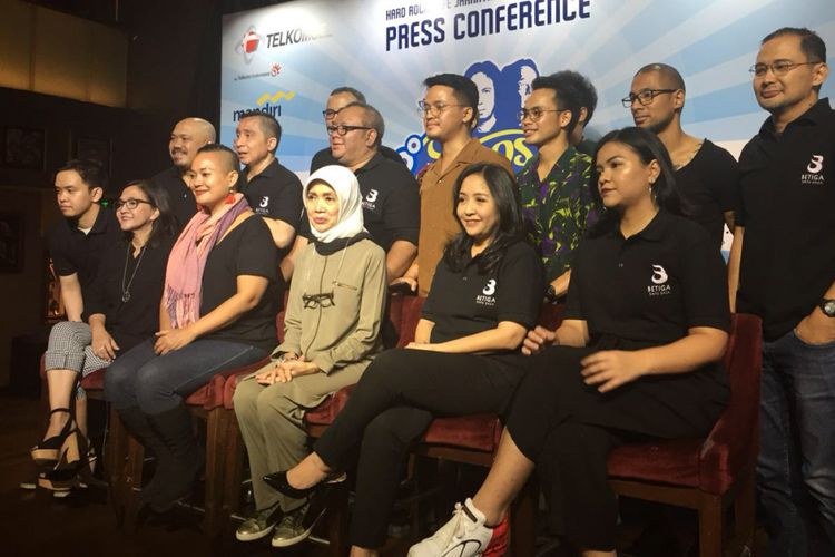 Suasana jumpa pers Konser Eros Chrisye Yockie: Tembang Persada Sang Tritunggal di Hard Rock Cafe, SCBD, Jakarta Selatan, Kamis (20/12/2018). 