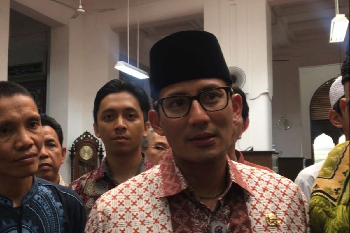 Wakil Gubernur DKI Jakarta Sandiaga Uno di Masjid Cut Meutia, Menteng, Jakarta Pusat, Jumat (3/11/2017).