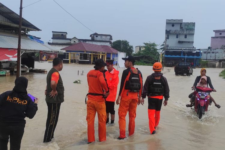 Banjir yang merendam Desa Sinar Manik, Bangka Barat, Babel, Kamis (19/1/2023).
