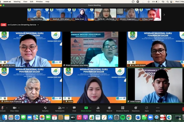 Webinar nasional Melejitkan Potensi Diri Menjadi Guru Penggerak dalam Menyongsong Kurikulum Merdeka di Era DIgitalisasi yang digelar SMP Shidqia Islamic School (2/3/2022).