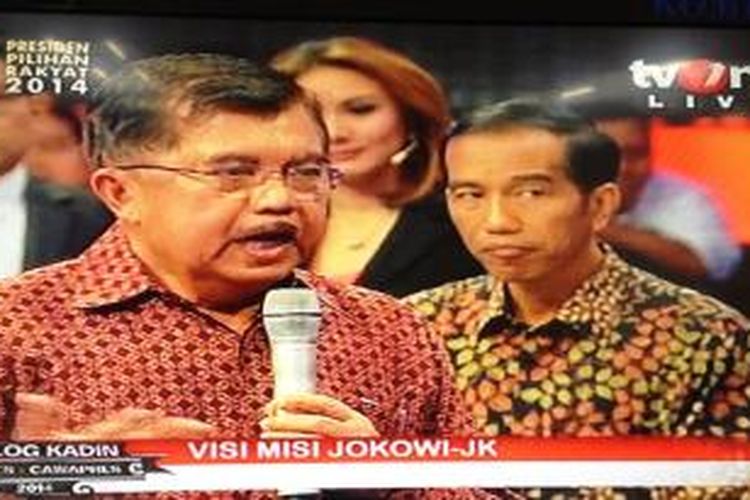 Jusuf Kalla saat dialog yang digelar Kamar Dagang dan Industri (Kadin) di Jakarta, Jumat (20/6/2014). 