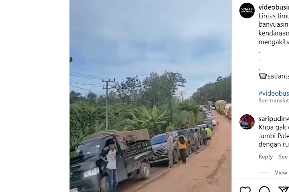 Cuplikan video kemacetan di lintas timur Sumatera daerah Betung jelang Lebaran 2024