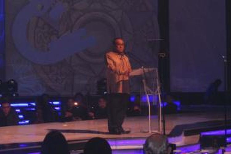 Aburizal Bakrie di malam Penghargaan Achmad Bakrie XII di Jakarta, Rabu (10/12/2014) malam.