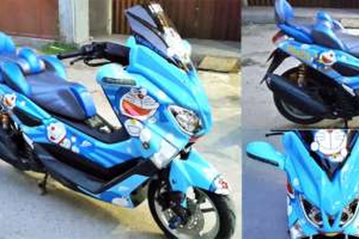 Modifikasi NMAX dengan Stiker Doraemon.