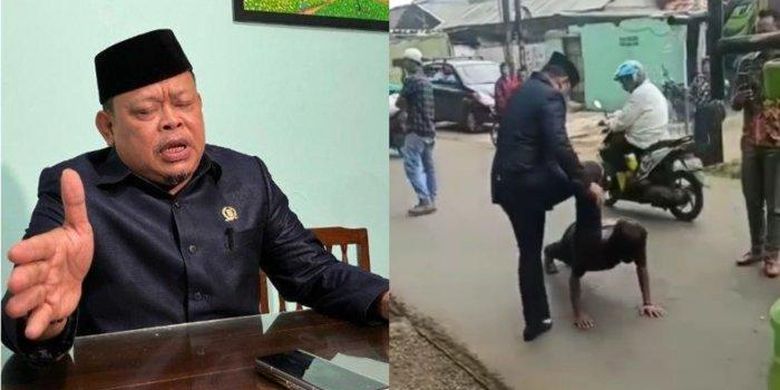 Viral aksi Wakil Ketua DPRD Kota Depok Tajudin Tabri ngamuk menyuruh push up sembari menginjak tubuh sopir truk dan guling-guling di aspal jalan, Jumat (23/9/22022). Sopir truk Ahmad Misbah (24) masih sakit di bagian pundak setelah dipermalukan Wakil Ketua DPRD Depok Tajudin Tabri, Jumat (25/9/2022). 
