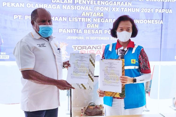 PT PLN memberi bantuan dana Rp 5 miliar untuk pelaksanaan Pekan Olahraga Nasional (PON) XX 2021 di Papua