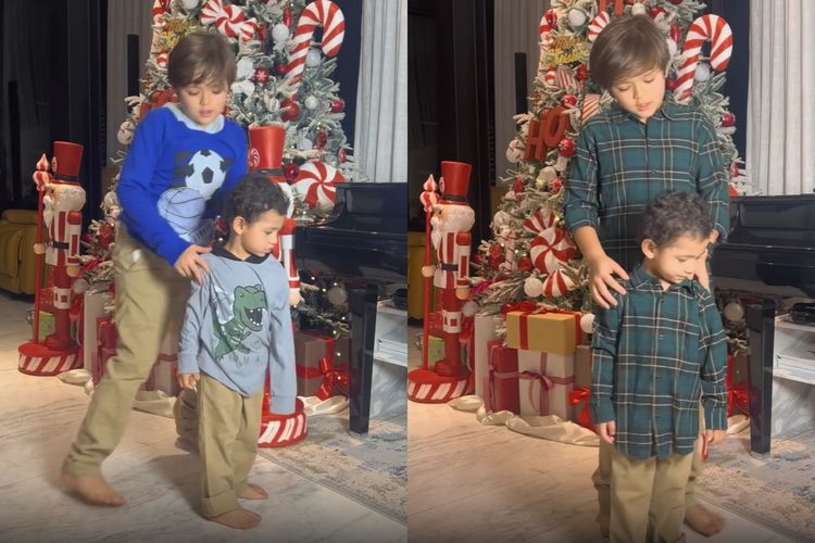 Outfit anak-anak Jessica Iskandar saat merayakan Natal pada tahun 2024.