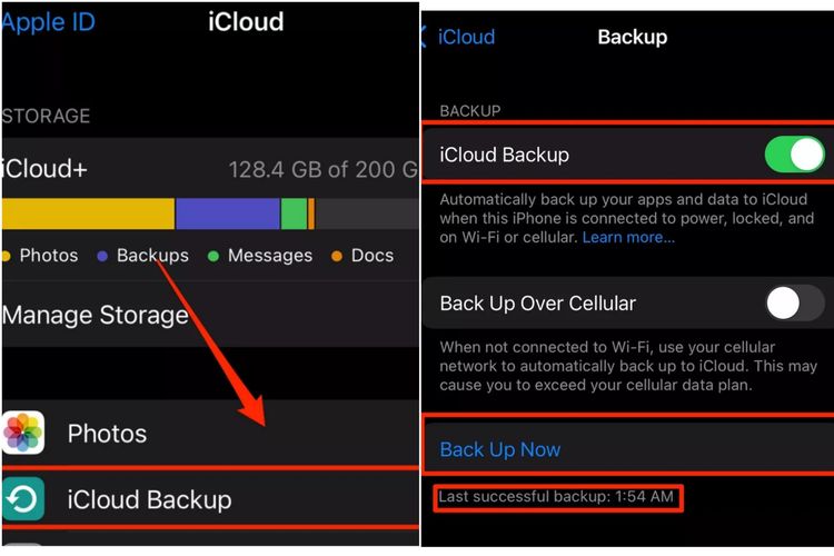 Cara mem-backup data iPhone ke iCloud.