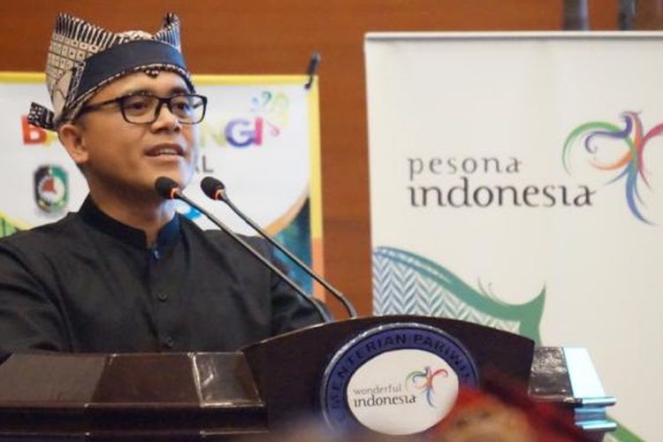 Bupati Banyuwangi Abdullah Azwar Anas saat launching B-fest 2017 di Kementerian Pariwisata, Jakarta, Jumat (3/2/2017).