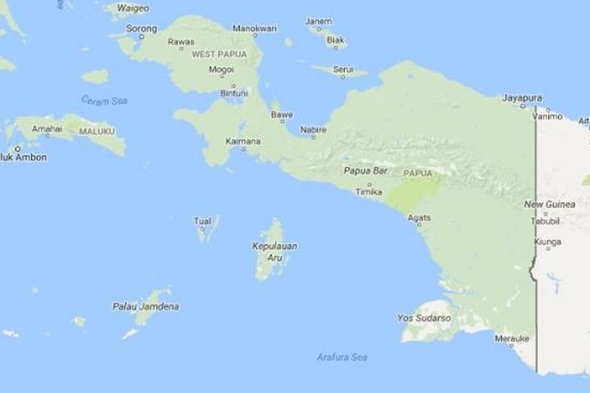 A map of the Indonesian provinces of Papua and West Papua 