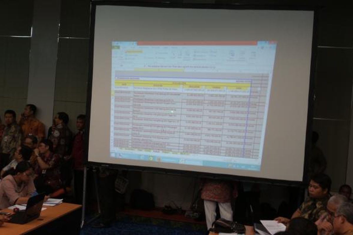 Rapat input e-budgeting RAPBD DKI 2015 bidang keuangan yang berlangsung bersamaan dengan rapat-rapat bidang lainnya, di Balai Kota, Kamis (19/3/2015)