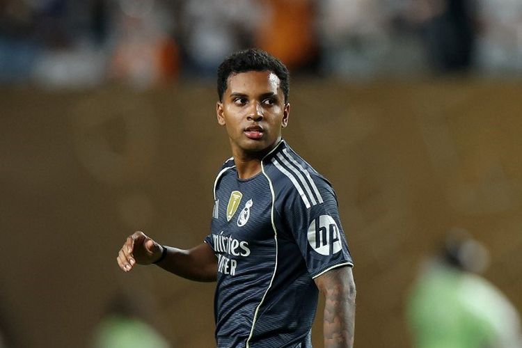 Penyerang Real Madrid, Rodrygo, saat memperkuat Los Blancos di Piala Dunia Antarklub 2025.