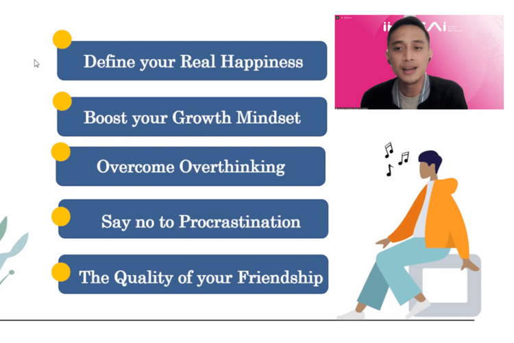 Webinar ITS dengan tema Build Meaningful Purposeful Life: Less Stressed and Happily