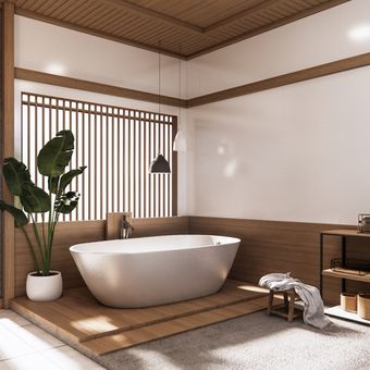 ilustrasi bak mandi di kamar mandi ala Jepang
