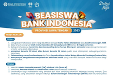 Beasiswa Bank Indonesia Jateng bagi Mahasiswa D3-S1, Segera Daftar