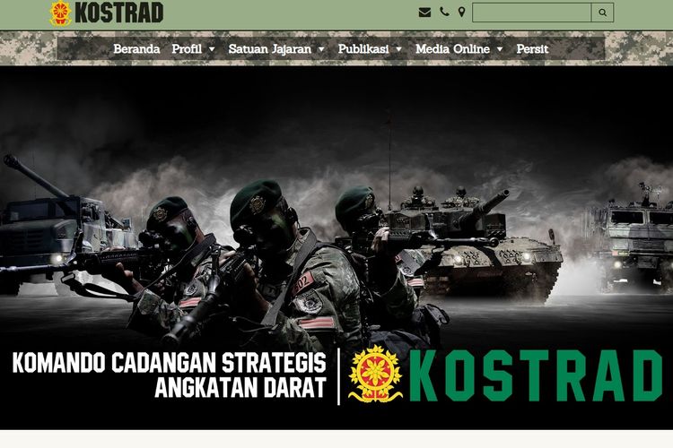 Tangkapan layar halaman utama website Kostrad.