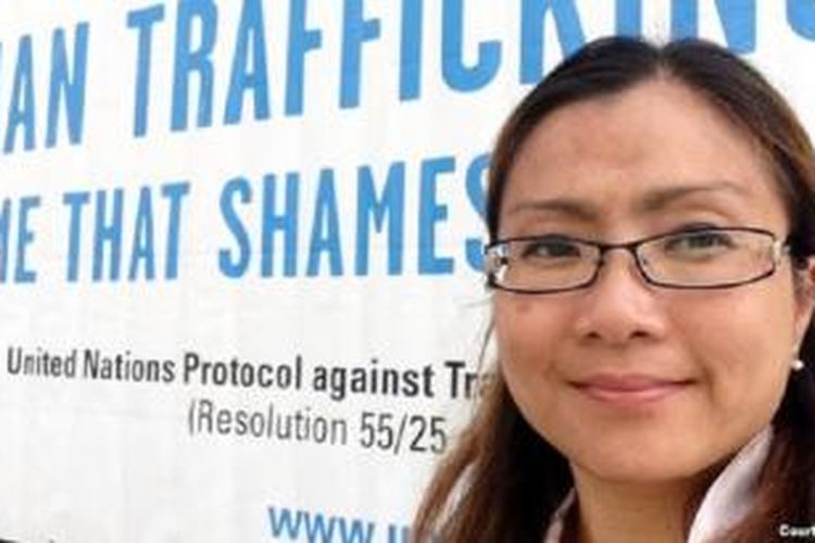 Shandra Woworuntu, WNI penyintas perdagangan manusia yang sekarang menjadi aktivis kemanusiaan. 