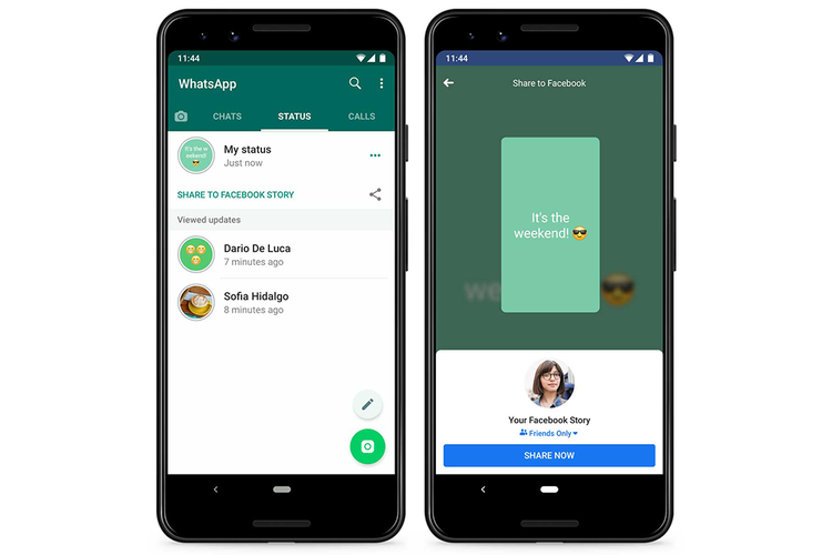 Cara mengunggah WhatsApp Status langsung ke Facebook Story