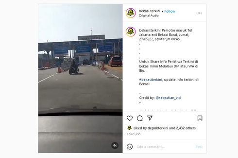 Video Pemotor Masuk Tol Beredar di Medsos, PT Jasa Marga: Dari Cikunir Keluar di Bekasi Barat  1
