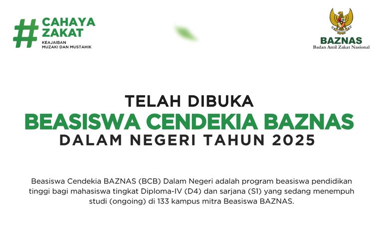 Cara Daftar Beasiswa Cendekia BAZNAS 2025 untuk Mahasiswa S1/D4