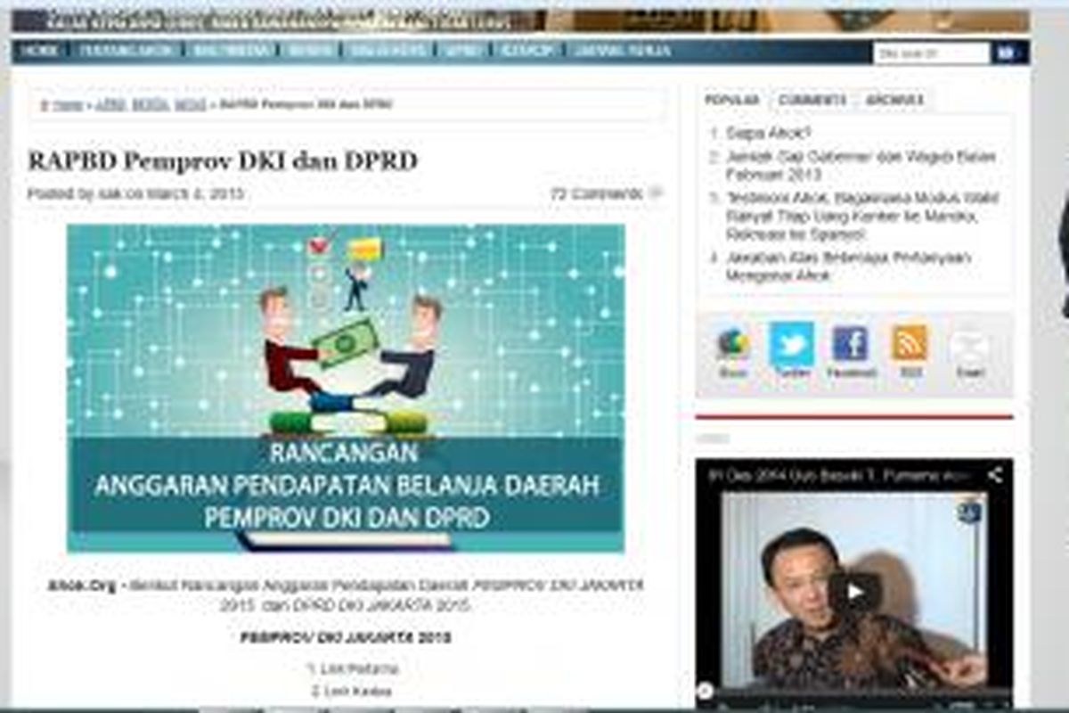 Perbandingan RAPBD DKI 2015 versi DPRD DKI dan Pemprov DKI.