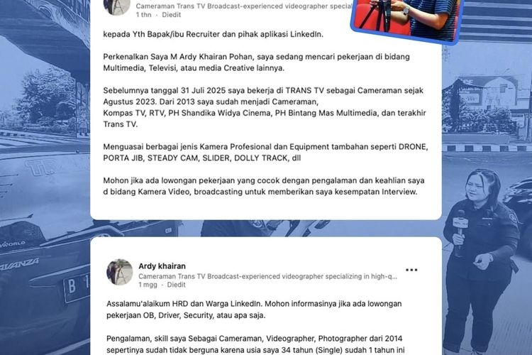 Viral Mantan Kameramen TV Lamar Kerja Jadi OB, Ini Cerita di Baliknya