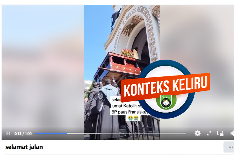 Tangkapan layar Facebook video yang diklaim sebagai pemakaman Paus Fransiskus