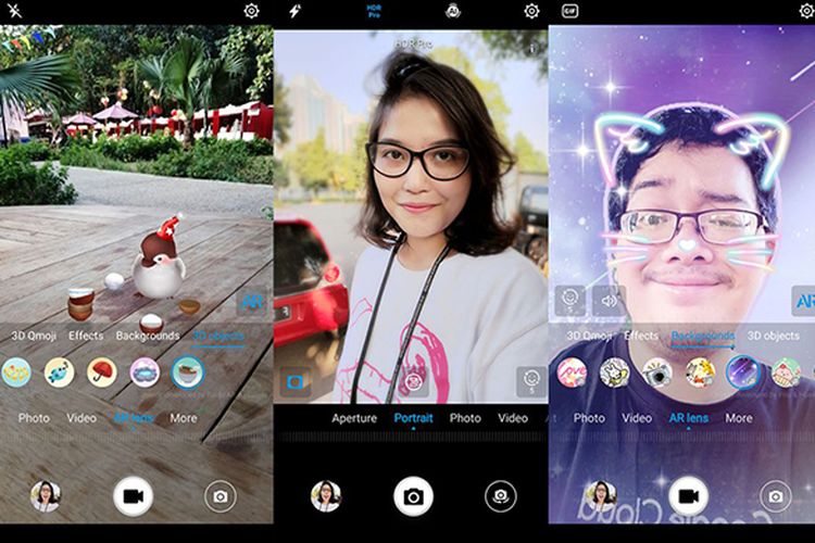 Kamera depan Huawei Nova 3i memanfaatkan Augmented Reality (AI) dan face recognition.
