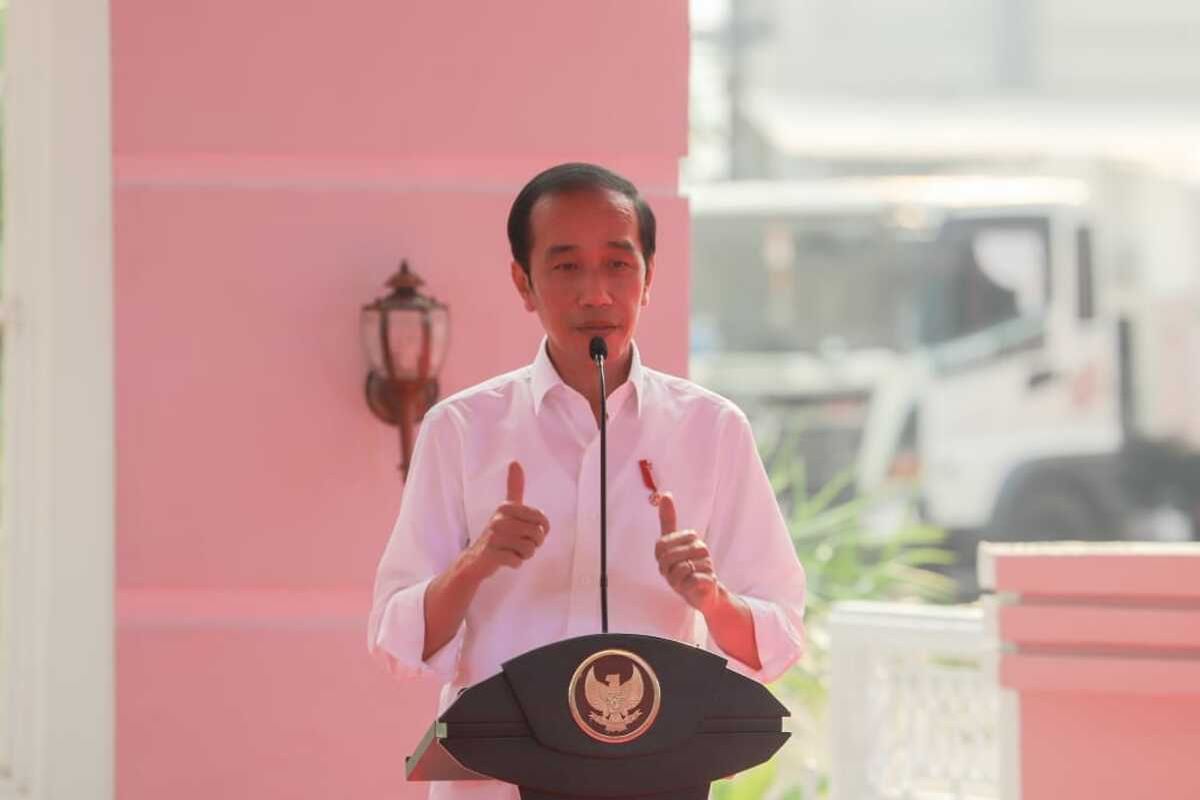 Indonesia's President Joko Widodo speaks during an event in Surabaya, East Java on Thursday, May 6, 2021. 