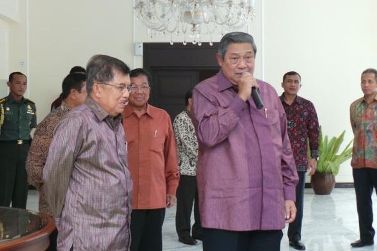 Wakil Presiden Jusuf Kalla sesuai bertemu Presiden ke-6 Susilo Bambang Yudhoyono.