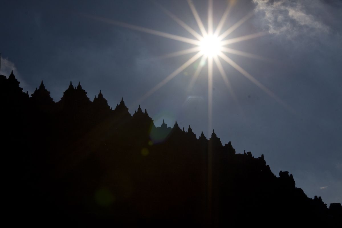 Stupa di Candi Borobudur, Magelang, Jawa Tengah.