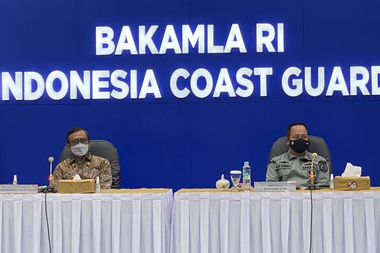 Kepala Badan Keamanan Laut (Bakamla) Laksdya Aan Kurnia memimpin Rapim Bakamla Tahun 2022 di Markas Bakamla, Jakarta, Senin (7/3/2022).