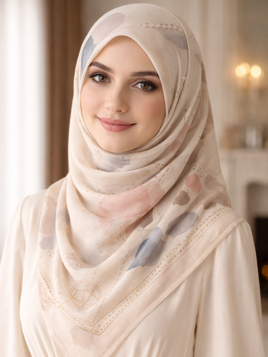 tren hijab lebaran printed voal