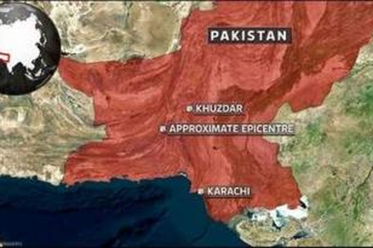 Peta lokasi gempa Pakistan.