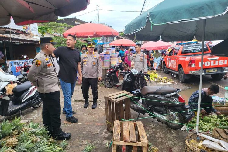 Lokasi penembakan seorang pedagang ayam potong di pasar 10 Ulu, Palembang, Sumatera Selatan, pada Minggu (16/4/2023) kemarin.