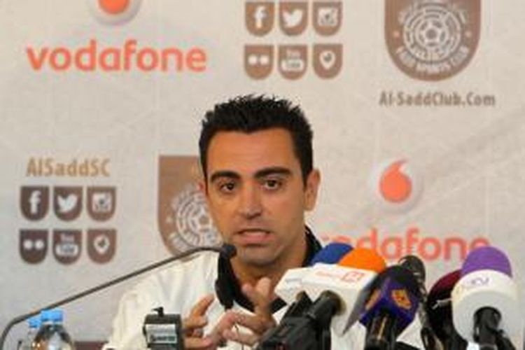 Xavi Hernandez menjalani konferensi pers pertama bersama Al Sadd pada  Kamis (11/6/2015) waktu setempat.