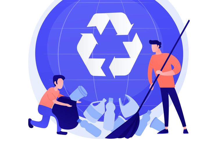 An illustration of plastic recycling. 