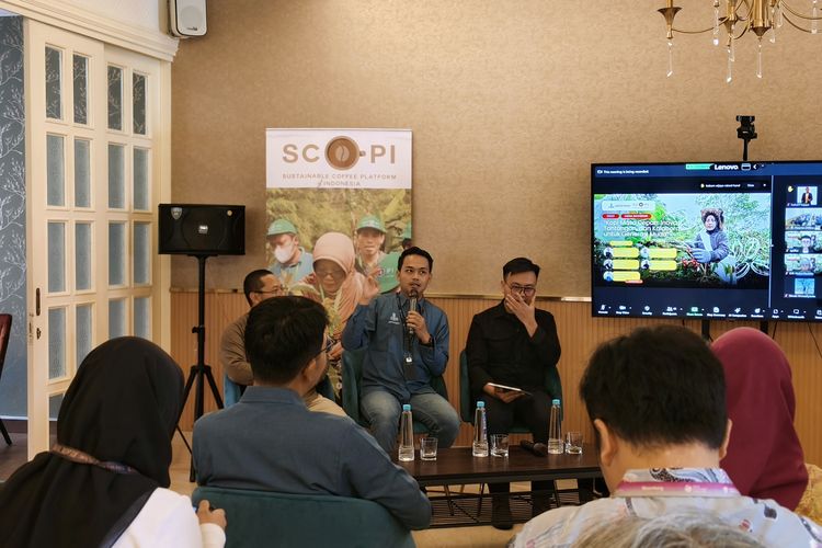 Acara diskusi kopi bertema Kopi Masa Depan: Inovasi, Tantangan, dan Kolaborasi untuk Generasi Muda di Jakarta Selatan, Jumat (26/1/2024). 